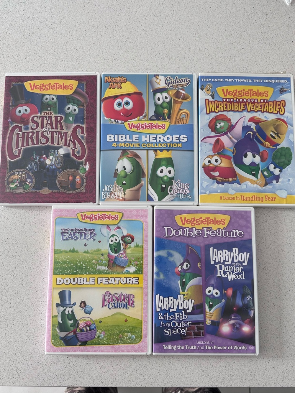 VeggieTales DVD lot of 5 - Easter, Christmas, Bible, LarryBoy